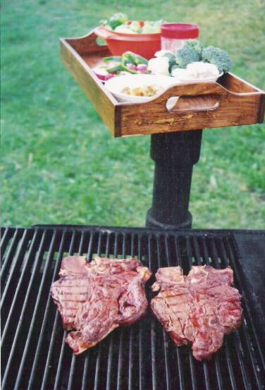 Bison steaks on the barbeque!